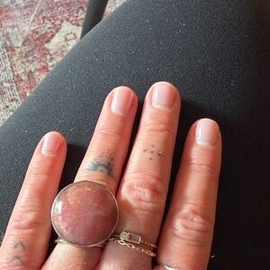Rhodochrosite gemstone ring